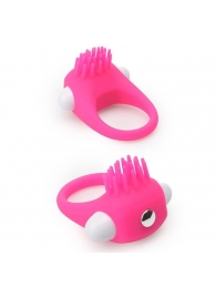 Розовое эрекционное кольцо с щеточкой LIT-UP SILICONE STIMU RING 5 - Dream Toys - в Новомосковске купить с доставкой