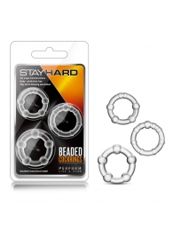 Набор из 3 прозрачных эрекционных колец Stay Hard Beaded Cockrings - Blush Novelties - в Новомосковске купить с доставкой