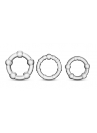 Набор из 3 прозрачных эрекционных колец Stay Hard Beaded Cockrings - Blush Novelties - в Новомосковске купить с доставкой