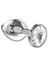 Большая серебристая анальная пробка Diamond Clear Sparkle Large с прозрачным кристаллом - 8 см. - Lola Games - купить с доставкой в Новомосковске