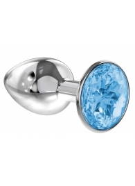 Малая серебристая анальная пробка Diamond Light blue Sparkle Small с голубым кристаллом - 7 см. - Lola Games - купить с доставкой в Новомосковске