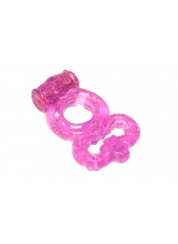Розовое эрекционное кольцо Rings Treadle с подхватом - Lola Games - в Новомосковске купить с доставкой