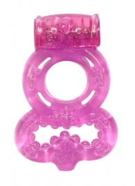 Розовое эрекционное кольцо Rings Treadle с подхватом - Lola Games - в Новомосковске купить с доставкой