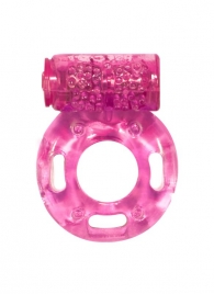 Розовое эрекционное кольцо с вибрацией Rings Axle-pin - Lola Games - в Новомосковске купить с доставкой