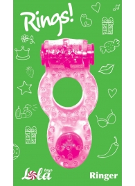 Розовое эрекционное кольцо с вибрацией Rings Ringer - Lola Games - в Новомосковске купить с доставкой