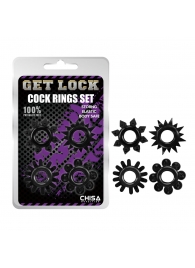 Набор из 4 черных эрекционных колец Get Lock - Chisa - в Новомосковске купить с доставкой