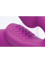 Ярко-розовый безремневой вибрострапон Evoke Vibrating Strapless Silicone Strap-on Dildo - XR Brands - купить с доставкой в Новомосковске
