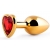 Золотистая анальная пробка с красным стразом-сердечком - 8 см. - Anal Jewelry Plug - купить с доставкой в Новомосковске