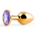 Золотистая анальная пробка с фиолетовым стразом - 7,2 см. - Anal Jewelry Plug - купить с доставкой в Новомосковске