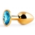 Золотистая анальная пробка с голубым стразом - 7,2 см. - Anal Jewelry Plug - купить с доставкой в Новомосковске