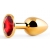 Золотистая анальная пробка с красным стразом - 7,2 см. - Anal Jewelry Plug - купить с доставкой в Новомосковске