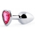 Серебристая анальная пробка с розовым кристаллом-сердечком - 7 см. - Anal Jewelry Plug - купить с доставкой в Новомосковске
