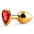 Золотистая анальная пробка с красным стразом-сердечком - 7 см. - Anal Jewelry Plug - купить с доставкой в Новомосковске