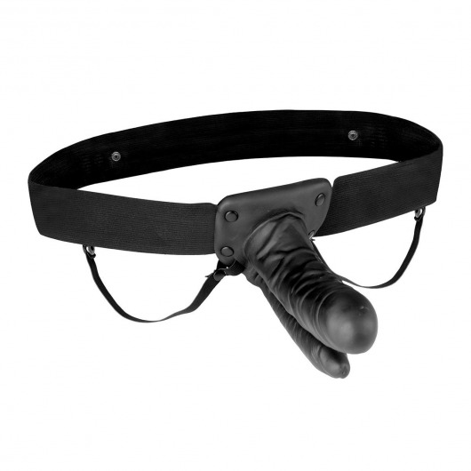 Полый страпон с двумя отростками и вибрацией Unisex Vibrating Hollow Strap-On Double Penetrating Dildo - 17,8 см. - Lux Fetish - купить с доставкой в Новомосковске