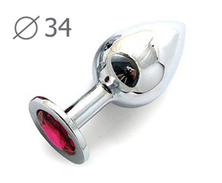Коническая серебристая анальная втулка с малиновым кристаллом - 8,2 см. - Anal Jewelry Plug - купить с доставкой в Новомосковске