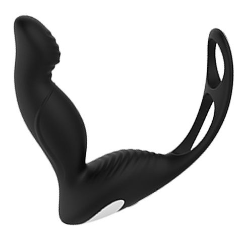 Черный вибромассажер простаты P-PLEASER W ERECTION ENHANCE - Dream Toys - в Новомосковске купить с доставкой