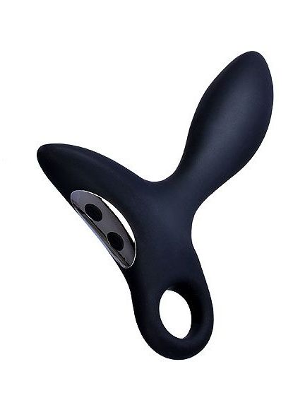 Черный силиконовый анальный вибромассажер Erokey с колечком-ограничителем - Erokay - в Новомосковске купить с доставкой