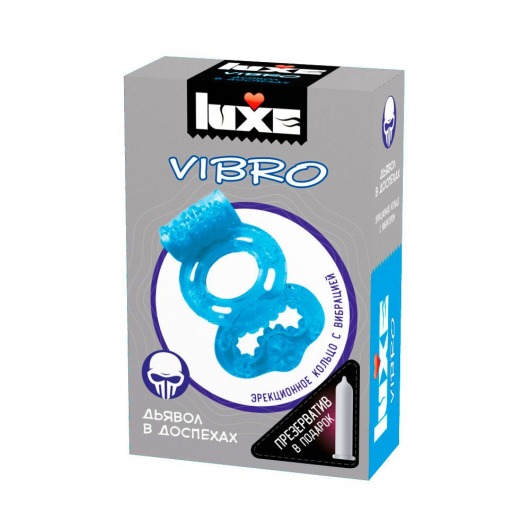 Голубое эрекционное виброкольцо Luxe VIBRO  Дьявол в доспехах  + презерватив - Luxe - в Новомосковске купить с доставкой