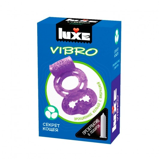 Фиолетовое эрекционное виброкольцо Luxe VIBRO  Секрет Кощея  + презерватив - Luxe - в Новомосковске купить с доставкой