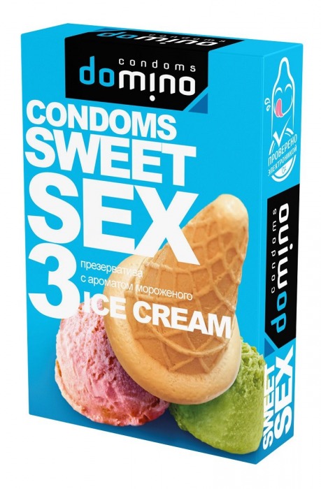 Презервативы для орального секса DOMINO Sweet Sex с ароматом мороженого - 3 шт. - Domino - купить с доставкой в Новомосковске