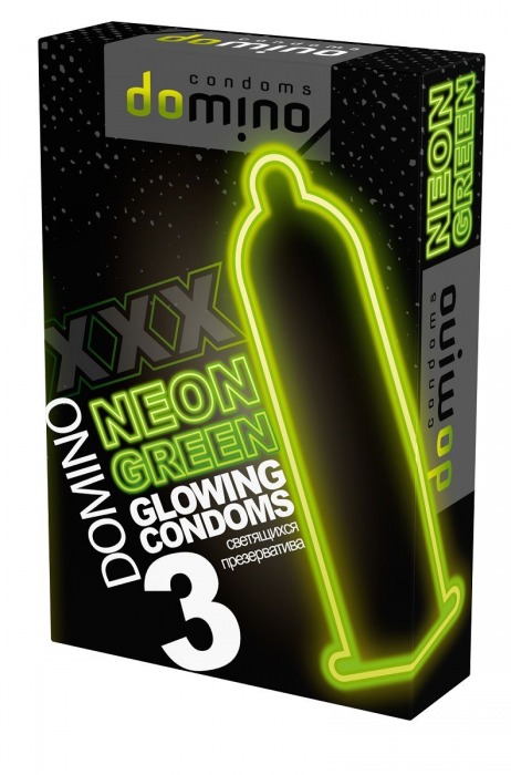 Презервативы DOMINO Neon Green со светящимся в темноте кончиком - 3 шт. - Domino - купить с доставкой в Новомосковске