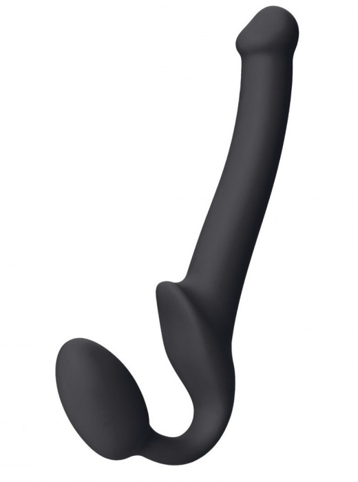 Черный безремневой страпон Silicone Bendable Strap-On S - Strap-on-me - купить с доставкой в Новомосковске