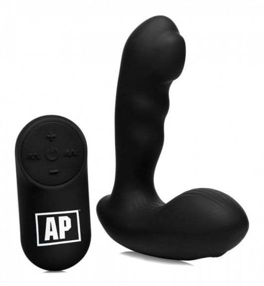 Черный стимулятор простаты Alpha-Pro 7X P-Milker Silicone Prostate Stimulator with Milking Bead - XR Brands - в Новомосковске купить с доставкой