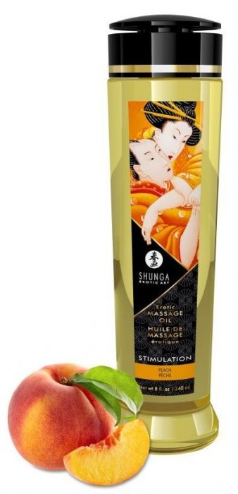 Массажное масло для тела с ароматом персика Stimulation - 240 мл. - Shunga - купить с доставкой в Новомосковске
