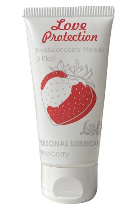 Лубрикант на водной основе с ароматом малины Love Protection Strawberry - 50 мл. - Lola Games - купить с доставкой в Новомосковске