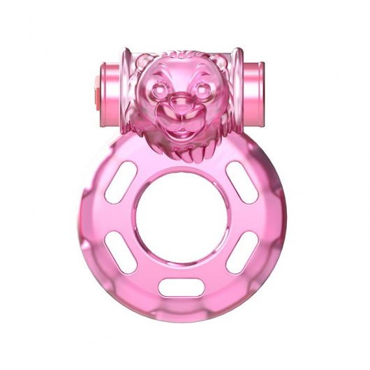 Розовое эрекционное кольцо с вибрацией Pink Bear - Baile - в Новомосковске купить с доставкой