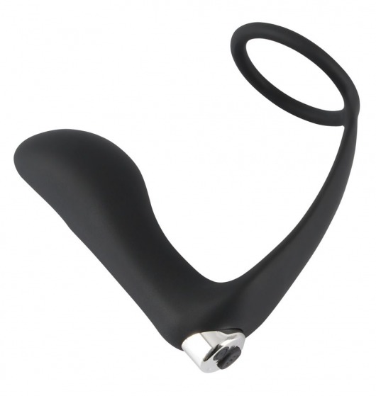Черное эрекционное кольцо с анальной вибропробкой Vibrating Ring   Plug - Orion - в Новомосковске купить с доставкой