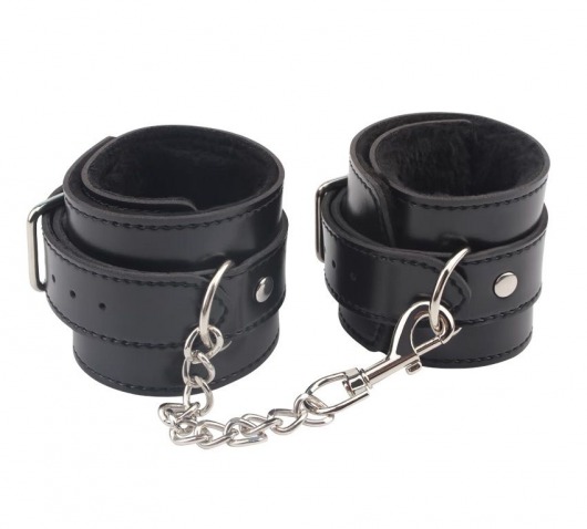 Черные оковы на ноги Obey Me Leather Ankle Cuffs - Chisa - купить с доставкой в Новомосковске