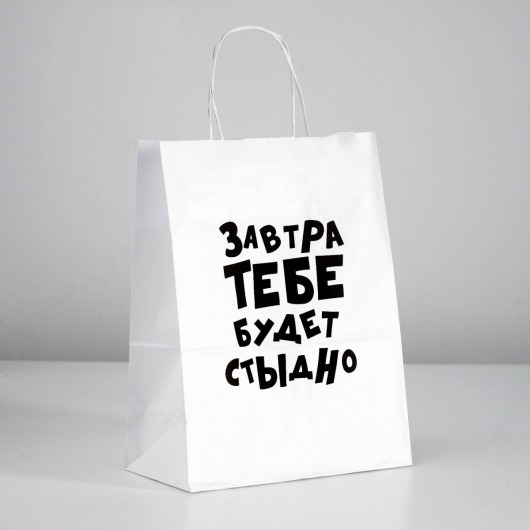 Подарочный пакет  Завтра тебе будет стыдно  - 30 х 24 см. - UPAK LAND - купить с доставкой в Новомосковске