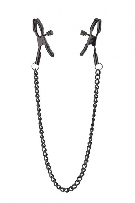Черные зажимы на соски на цепочке BLAZE DELUXE NIPPLE CLAMPS - Dream Toys - купить с доставкой в Новомосковске