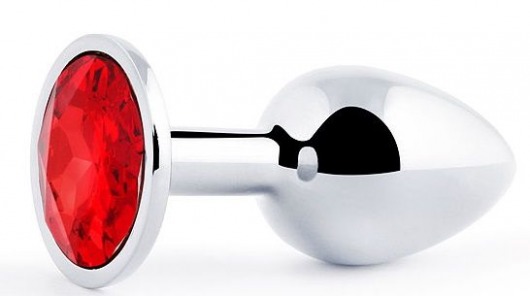 Серебристая анальная пробка с красным стразом - 7,2 см. - Anal Jewelry Plug - купить с доставкой в Новомосковске