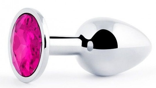 Серебристая анальная пробка с малиновым кристаллом - 7,2 см. - Anal Jewelry Plug - купить с доставкой в Новомосковске