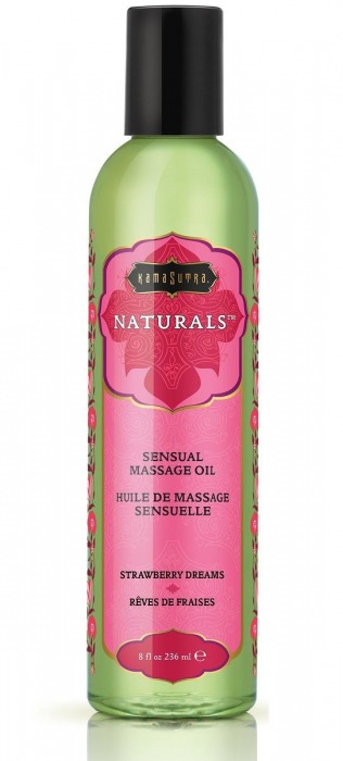 Массажное масло Naturals Strawberry Dreams с ароматом клубники - 236 мл. - Kama Sutra - купить с доставкой в Новомосковске
