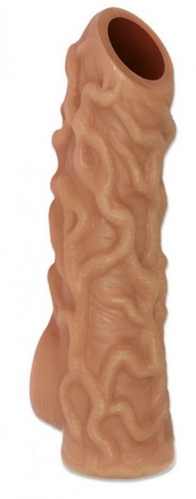 Телесная насадка с венками и открытой головкой Nude Sleeve L - 14 см. - KOKOS - в Новомосковске купить с доставкой