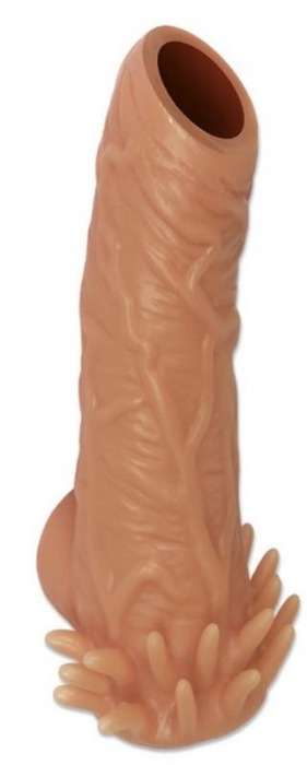 Телесная насадка с усиками и открытой головкой Nude Sleeve L - 14 см. - KOKOS - в Новомосковске купить с доставкой