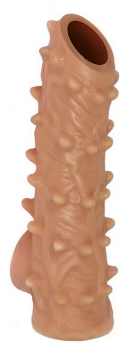 Телесная насадка с шипами и открытой головкой Nude Sleeve L - 14 см. - KOKOS - в Новомосковске купить с доставкой
