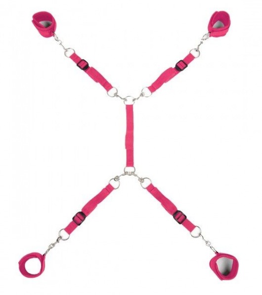Ярко-розовый набор фиксаций на кровати Classic Bed Spreader - Lux Fetish - купить с доставкой в Новомосковске
