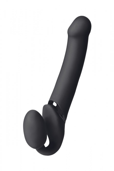 Черный безремневой вибрострапон Vibrating Bendable Strap-On L - Strap-on-me - купить с доставкой в Новомосковске