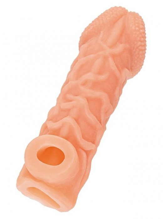Телесная закрытая насадка с венками Cock Sleeve Size L - 17,6 см. - KOKOS - в Новомосковске купить с доставкой