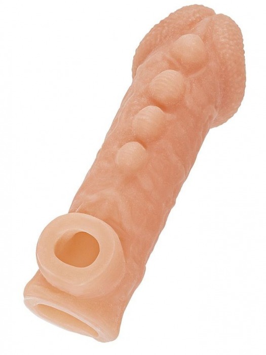 Телесная закрытая насадка с шишечками Cock Sleeve Size M - 15,6 см. - KOKOS - в Новомосковске купить с доставкой