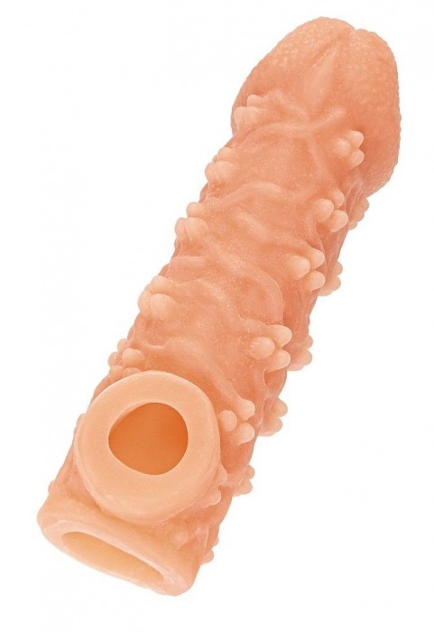 Телесная закрытая насадка с пучками шишечек Cock Sleeve Size L - 17,6 см. - KOKOS - в Новомосковске купить с доставкой