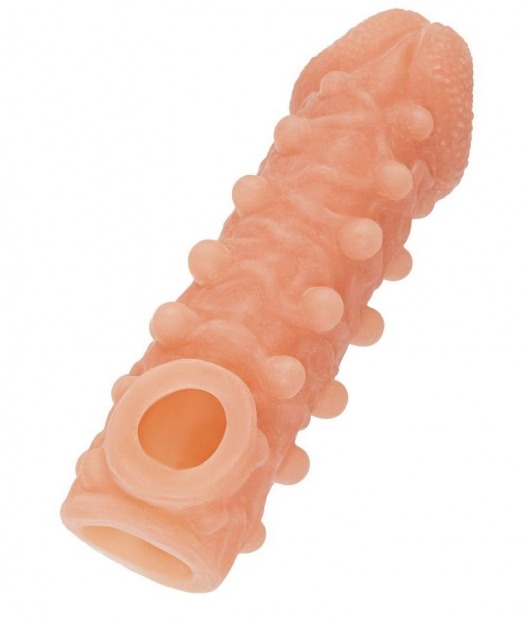 Телесная закрытая насадка с шариками Cock Sleeve Size S - 13,8 см. - KOKOS - в Новомосковске купить с доставкой