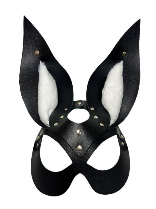 Черная маска зайки с белым мехом на ушках Miss Bunny - БДСМ Арсенал - купить с доставкой в Новомосковске
