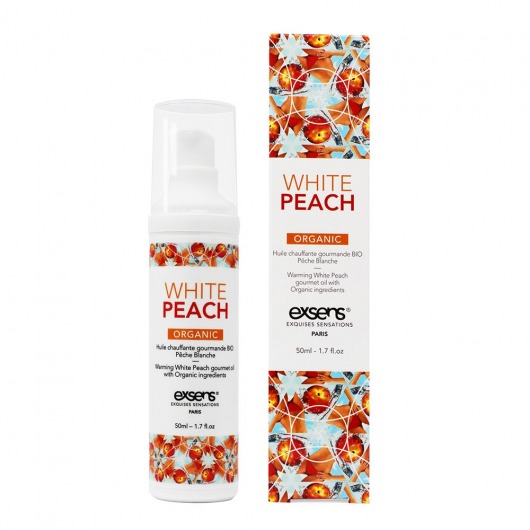 Разогревающее массажное масло Gourmet White Peach Organic с органическими ингредиентами - 50 мл. - Exsens - купить с доставкой в Новомосковске