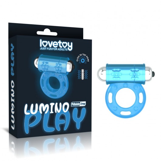Голубое, светящееся в темноте эрекционное виброкольцо Lumino Play Vibrating Penis Ring - Lovetoy - в Новомосковске купить с доставкой