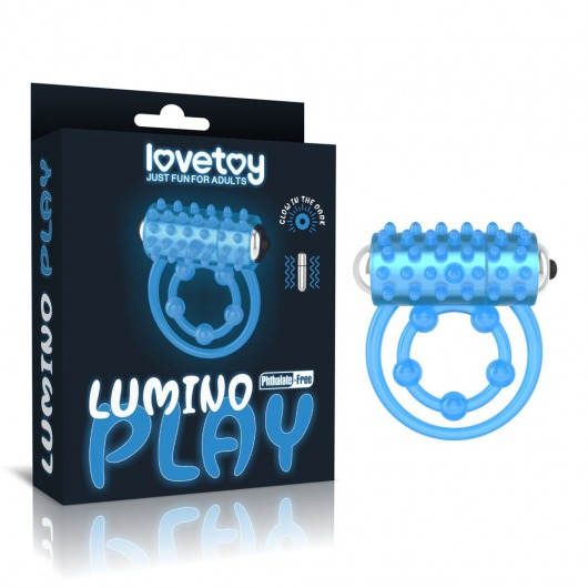Голубое, светящееся в темноте виброкольцо Lumino Play Vibrating Penis Ring - Lovetoy - в Новомосковске купить с доставкой